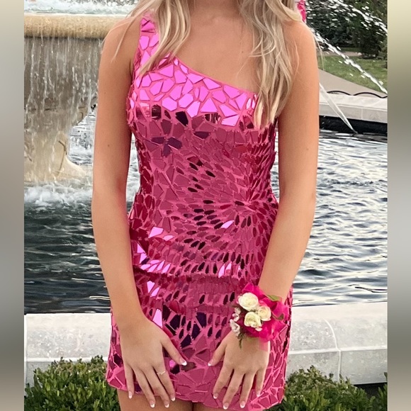 Sherri Hill Dresses & Skirts - Sherri Hill Pink One Shoulder Mirror Dress